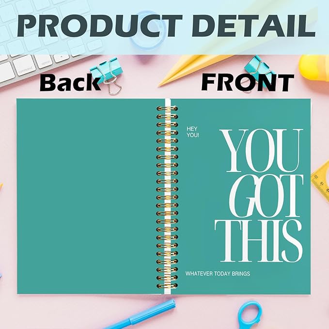 Yhtrg You Got This Inspirational Notebooks Journal, Green Motivational Spiral Journal Notebook for Women, Green Motivational Positive Notebooks for Office School Supplies, 5.5x8.3 Inch