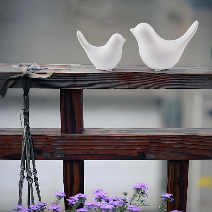 Notakia Small White Birds Statues Home Decor Modern Style Decorative Ornaments for Living Room Decor, Bedroom, Office Desktop, Cabinets (2Pcs White Birds)