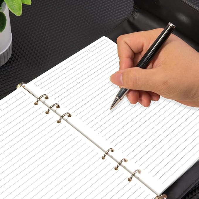 6 Hole Lined Paper Refills for A5 Ring Binder - 100 Sheets/200 Pages Loose Leaf Paper Line Refills for Filofax Planner, 100 gsm White Paper, 5.8" x 8.25"