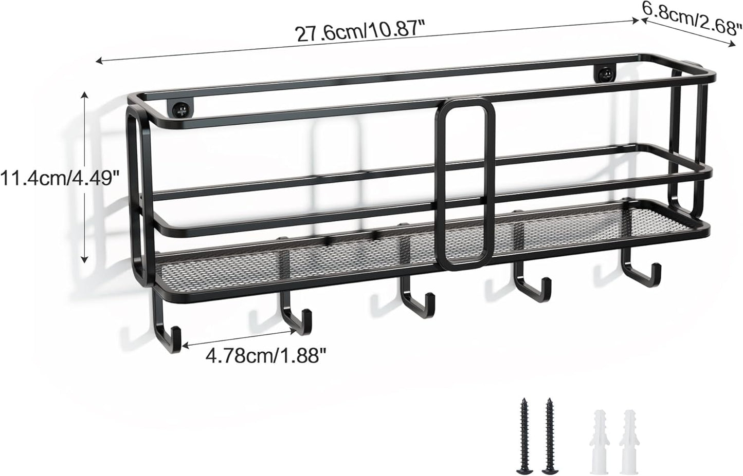 SRIWATANA Wall-Mounted Mail Organizer - Key Holder with Hooks for Easy Access and Storage