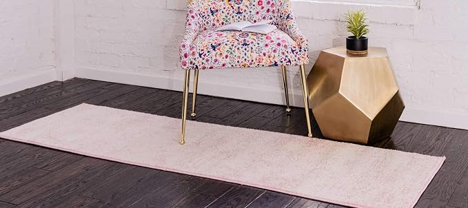 Unique Loom Bromley Collection Area Rug - Wells (2' x 6' 9" Runner, Pink/ Ivory)