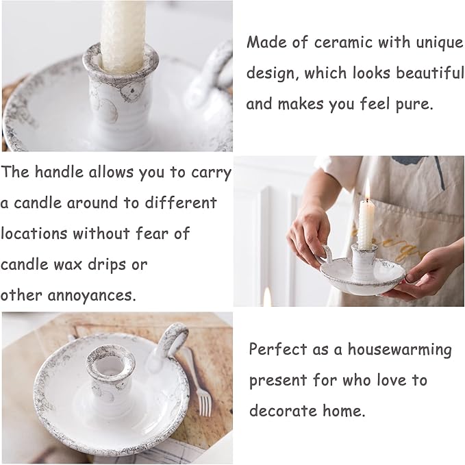 Candle Holder Ceramic Candlestick Holder, Candlelight Stand for Spell Candles, Taper Candles, and Incense, Halloween Christmas Dining Room Home Decoration Display