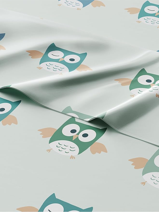 Kids Owls Queen 4 Piece Sheet Set - Boys, Girls, Teens, Toddler - Easy Fit, Deep Pockets - Breathable, Hotel Quality Bedding Sheets - Machine Washable - Wrinkle Free - Cute, Cozy & Soft - CGK Linens