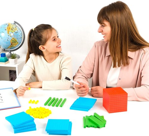 Simply Magic 131 PCS Base Ten Blocks - Engaging Math Manipulatives for K-3 Learning | Counting Cubes & Place Value Tools
