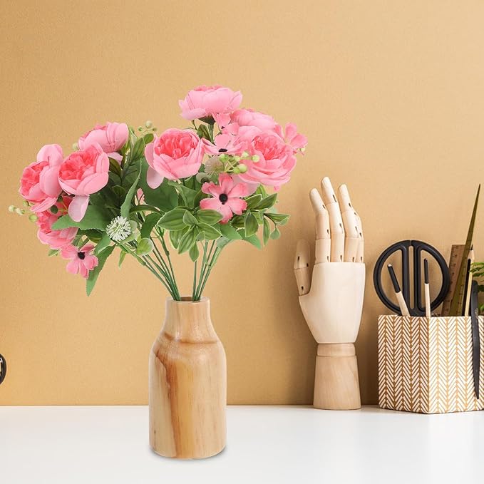 Rustic Wooden Dried Flower Vase with Corrosion Resistant Pine Wood Simple Elegant Home Decor Vase for Table Centerpieces Dining Office and DIY Floral Arrangements