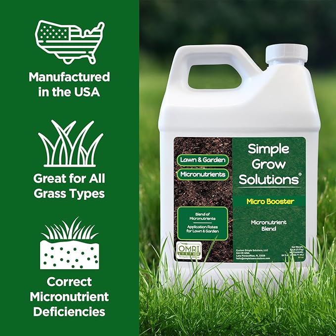 Micronutrient Booster- Complete Plant & Turf Nutrients- Simple Grow Solutions- Natural Garden & Lawn Fertilizer- Grower, Gardener- Liquid Food for Grass, Tomatoes, Flowers, Vegetables (64 Ounce)
