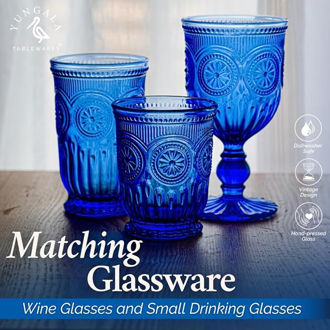 Cobalt Blue Highball Glasses set of 6 tall drinking glasses for tablesetting with cobalt blue glassware dishwasher friendly made without lead