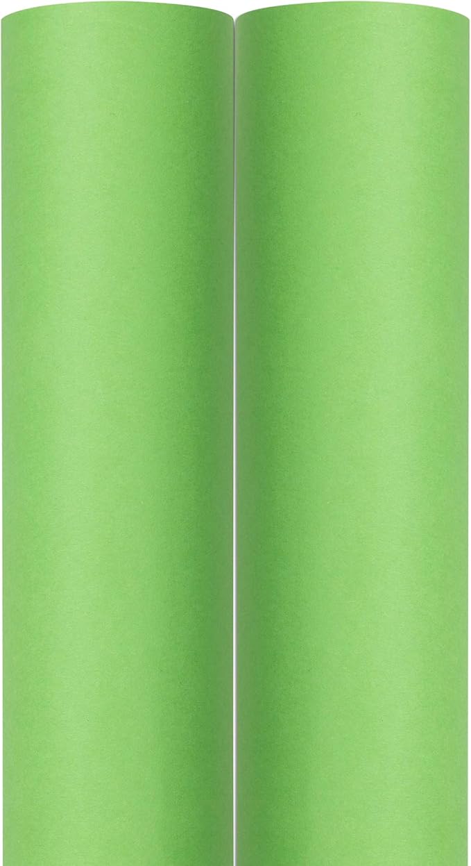 JAM Paper Gift Wrap - Matte Wrapping Paper - 50 Sq Ft Total (30 in x 10 Ft Each) - Matte Lime Green - 2 Rolls/Pack