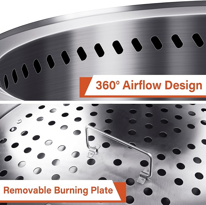 HGD 16 inch Smokeless Fire Pit for Outside, Stainless Steel Fire Pits, Smokeless FirePit Outdoor for Camping Backyard Patio Garden Picnic