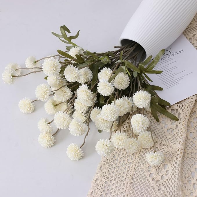 Artificial Hydrangea Flowers Fake Hydrangeas Faux Flowers Bouquet Artificial Plants for Wedding Home Office Decor Excluding vases-（Milk White 10 PCS）