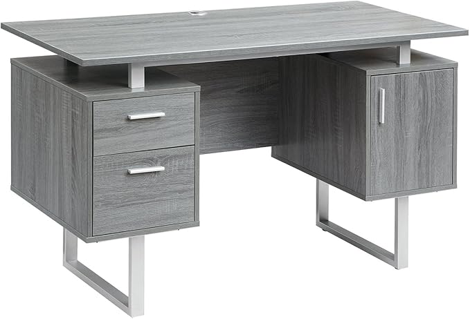 Techni Mobili Modern Office Desk with Storage, Gray