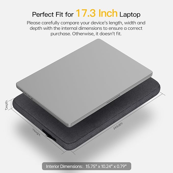 17 inch Laptop Sleeve Case for 2025 HP 17.3 Touchscreen Laptop, HP Envy 17, Pavilion 17, ASUS Vivobook 17, 17-in Water-Resistant Computer Notebook Bag