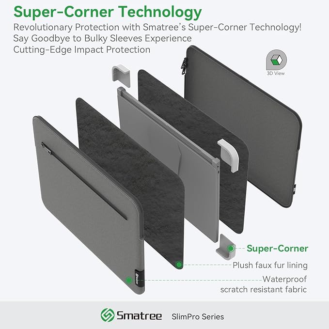 Smatree SlimPro Laptop Sleeve for 14 inch HP Pavilion x360 2-in-1 Laptop 14t-ek1000/14-ek0097nr, for 14 inch Pavilion Laptop-14-dv2097nr/ec1097nr, 14inch Envy x360 14t-es000 Case, Light Grey (S420LG)
