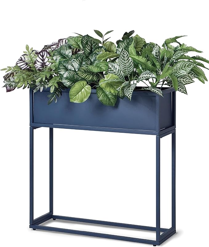 Cocoyard Elevated Planter Box - 28 Inch Durable Raised Garen Bed for Herbs and Flowers - Tall Rectangular Planter for Indoor Plants & Backyard Gardening (Navy, 28" H)