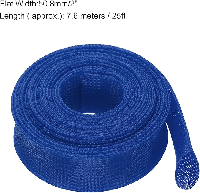 uxcell Expandable Sleeving, 2-inch 25ft Cable Sleeve, Blue