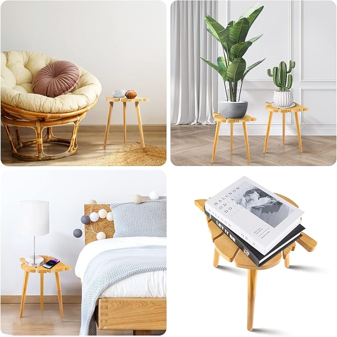 Plant Stool Stand for Indoor Use, Pine Wood Monstera Pot Holder, Decorative Corner Flower Table for Living Room, Tall Tripod Planter Rack for Home Office Patio Bedroom