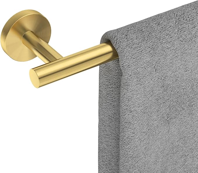 USHOWER Light Gold Towel Bar, 14-Inch Towel Racks for Bathroom Wall-Mounted, SUS304 Stainless Steel Towel Rod (Total Length 16-Inch)