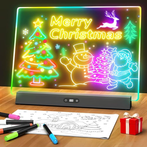 LED Note Board - Rechargeable 17-Inch Doodle Glow Light Up Desk Sign | 9 Modes for Home, Office & Classroom Decor