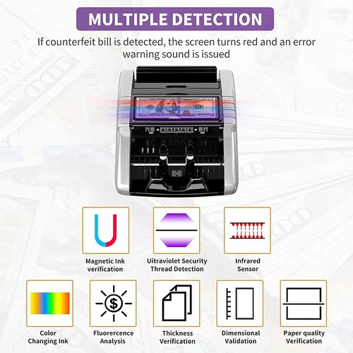 Aneken Money Counter Machine - Accurate Bill Detection with LCD Display | Value Count for Dollar & Euro