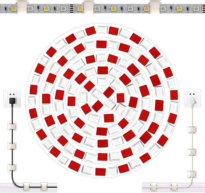 120PCS LED Strip Light Clips, Self-Adhesive Mounting Clips & Mini Cable Clips for 6mm/8mm/10mm Wide Strip Lights, Adhesive Wire Clips Wall Holder for 3528/5050/2835 SMD, Cable Management Solution