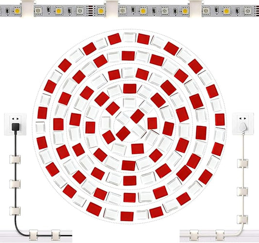 120PCS LED Strip Light Clips, Self-Adhesive Mounting Clips & Mini Cable Clips for 6mm/8mm/10mm Wide Strip Lights, Adhesive Wire Clips Wall Holder for 3528/5050/2835 SMD, Cable Management Solution
