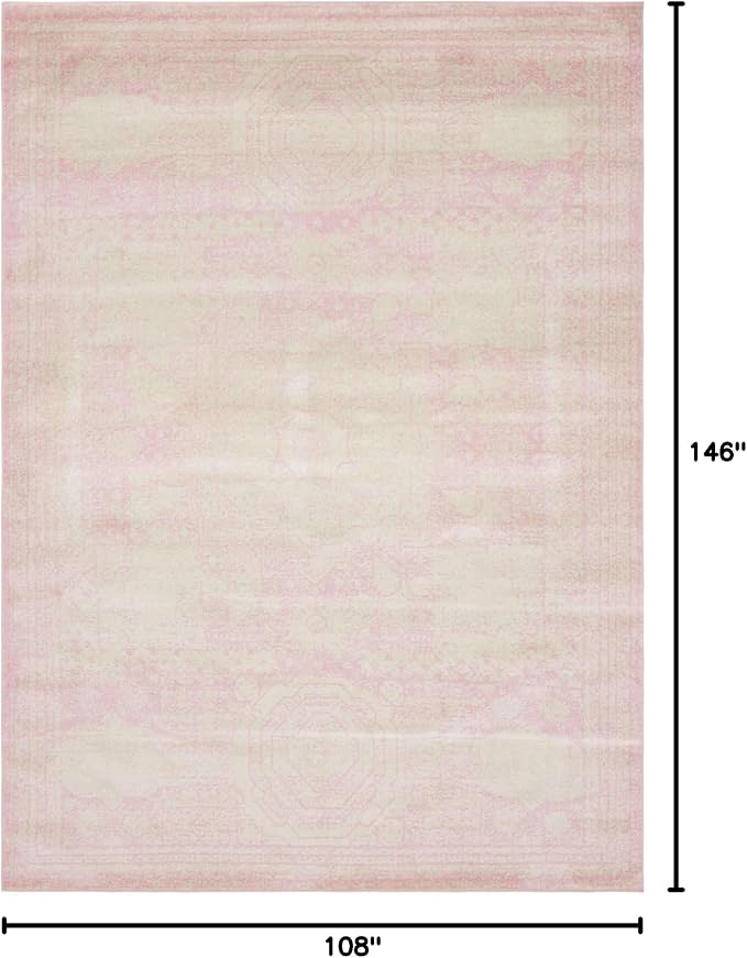 Unique Loom Bromley Collection Area Rug - Wells (9' x 12' 2" Rectangle Pink/Ivory)