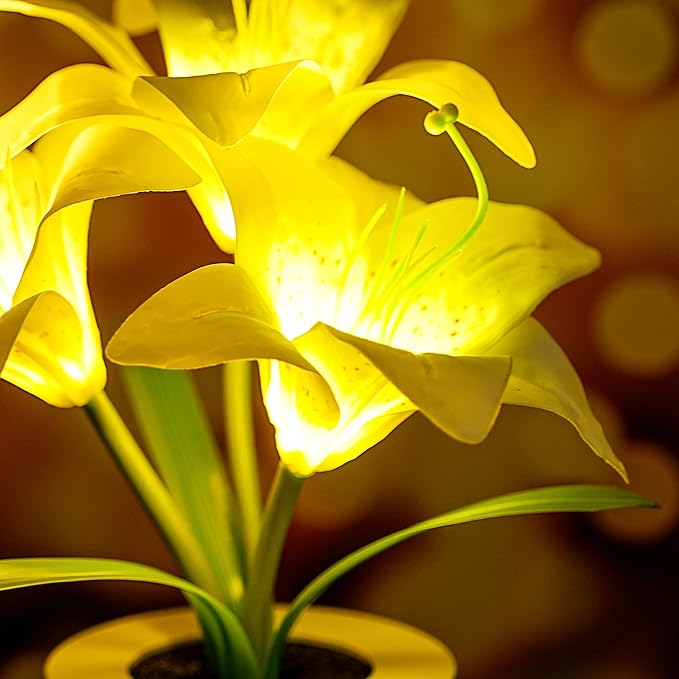 WSYEAR Christmas Birthday Gifts for Women-Fake White Lily Artificial Flower Lamp Night Light for Wedding Party Decor Home Hotel Office Garden Craft Art Decor