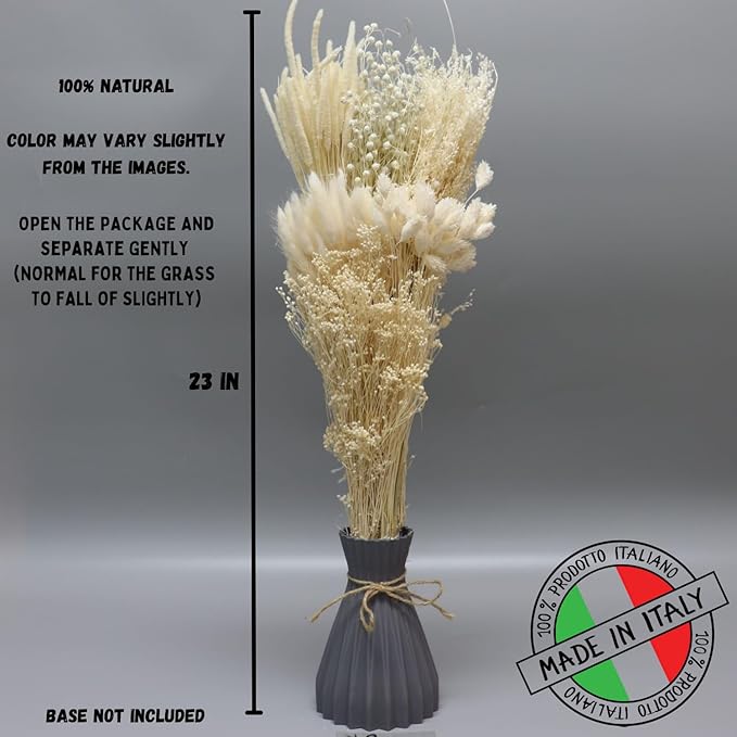 Dried Flower Bouquet & Floral Mix Premium Hand-Packed Natural Dried Plants for Home Decor, Bouquets, and Arrangements – Made in Italy (Blue)