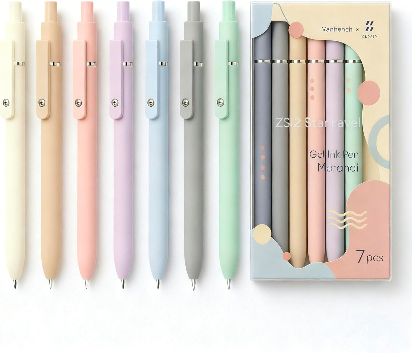 Vanhench 7Pcs Black Ink Gel Pens - Fine Point, Quick Dry for Smooth Writing | Ideal for Teachers & Nurses