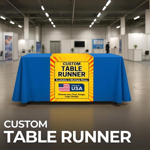 DreamController Custom Table Runner - Personalized Photo, Text, or Logo for Events | Made in USA | Fast Delivery | Sizes 12x72, 24x72, 36x72 Inches