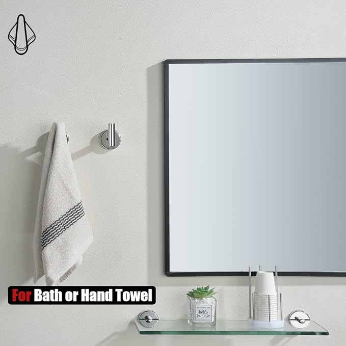JQK Chrome Bathroom Towel Hook, 304 Stainless Steel Coat Robe Clothes Hook for Bathroom Kitchen Garage Wall Mounted (Pack of 4), TH100-CH-P4
