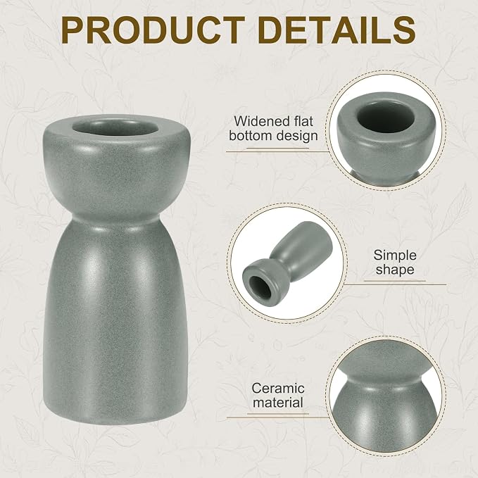 uxcell 2 Pack Candlestick Holder Gray Ceramic Taper Candle Holder Candle Stand Holders Modern Style Decoration for Centerpiece Tabletops Anniversary