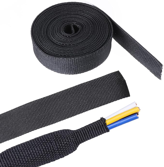2 in 1 Heat Shrink Braided Sleeving Fabric Tubing-Ideal fit Irregular Shape Hose/Cable/Wire (3/4"(19mm), 14FT)