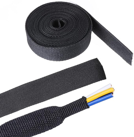 2 in 1 Heat Shrink Braided Sleeving Fabric Tubing-Ideal fit Irregular Shape Hose/Cable/Wire (3/4"(19mm), 14FT)