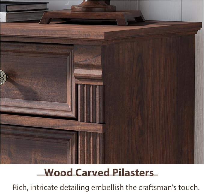 Walnut Dresser for Bedroom, Farmhouse 6 Chest of Drawers, 47" Tall 6 Drawer Dresser Storage with Wood Pilasters and Metal Handles, Vintage Design, Drawer Organizer for Bedroom, Hallway