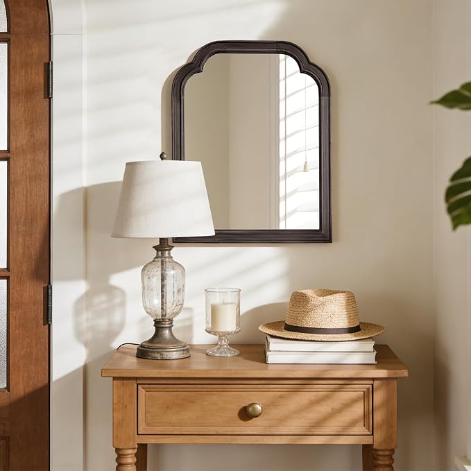 WallBeyond Wood Bathroom Mirrors for Wall Mounted, 16" x 20" Rustic Wood Frame Wall Mirrors Decorative for Living Room or Bedroom Vanity Mirror (Black)