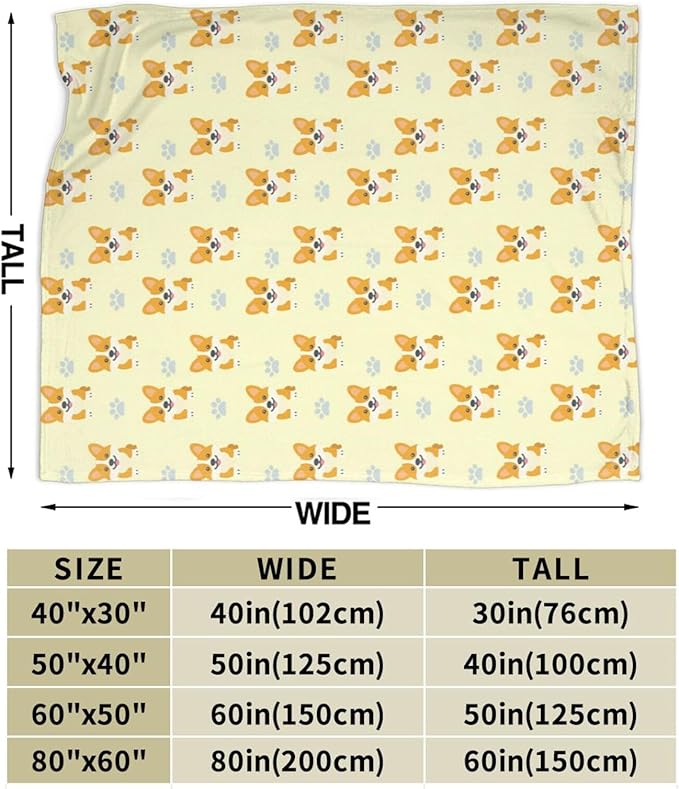 Corgi Blanket Cute Corgi Dog Throw Blanket Puppy Soft Cozy Fleece Fuzzy Stuffed Plush Flannel Gifts for Girls Women Boys Kids Adults 60"X80"