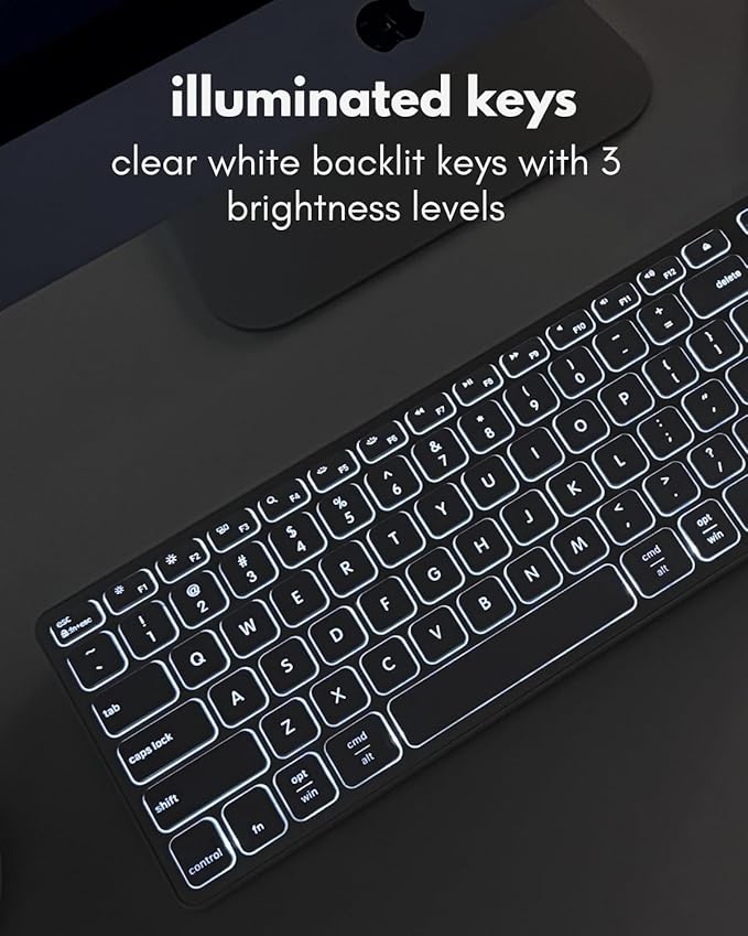 Macally Wired Keyboard for Mac with USB Hub (2X USB-A / 1x USB-C) - Compatible Backlit Apple Keyboard with Dual Interface - Auto OS Detection for Mac, MacBook, iMac, PC, Android, iPad, iOS - Silver