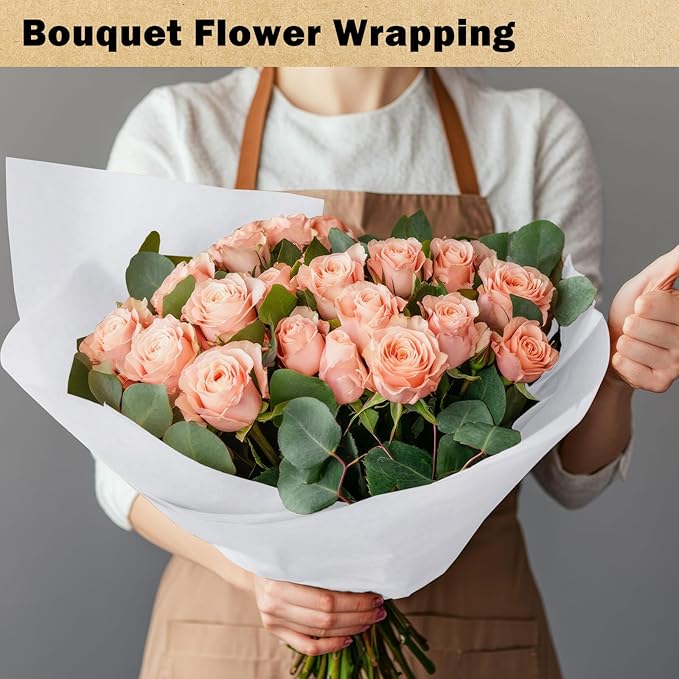 RUSPEPA White Kraft Wrapping Paper Roll, 17.5"x 393"(32.8'), Recyclable White Art Gift Wrap Paper for Gift Wrapping, Table Covering, Kids Craft Supplies, Bouquet Flower, Poster Bulletin Board, 80GSM