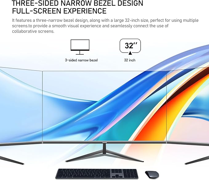 Gawfolk 32 Inch 4K UHD Computer Monitor, Ultra-Clear (3840×2160p) Screen, 100% sRGB,178° Viewing Angle, Display Port、HDMI, Compatible with Wall mounting 100 * 100MM - Black