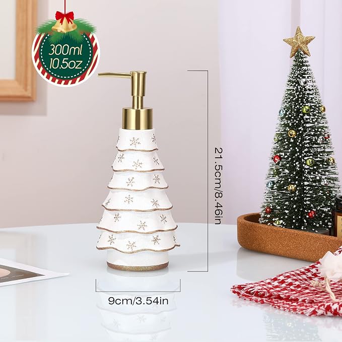 Luxspire Christmas Soap Dispenser with Glittering Sequins, Refillable with Pump, Christmas Bathroom Decor, 10oz