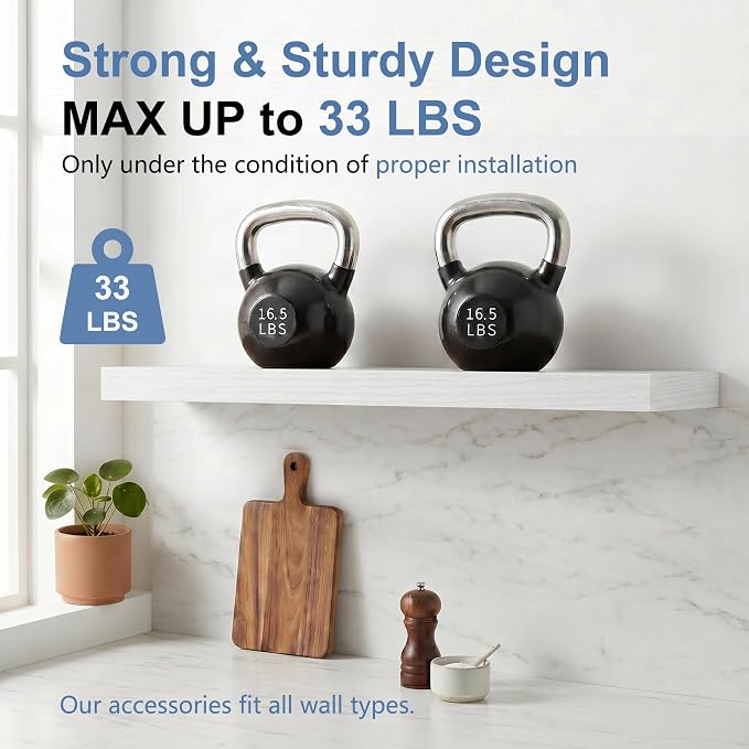 Floating Shelves for Wall, Bathroom Shelves Over Toilet, Wall Shelves & Book Shelf for Room, Hanging Shelf, Modern Wooden Mounted Floating Shelves, 24x7x1.5 in (White, Set of 3)