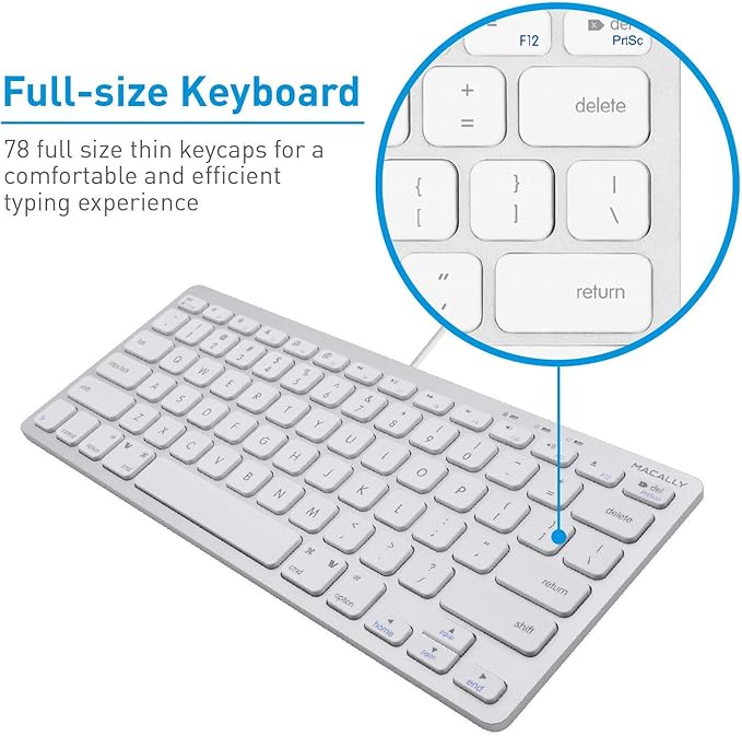 Macally Mini Wired Keyboard and a Quiet Wired Mouse, Office Essentials