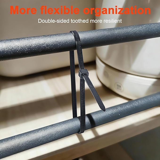 Zip Ties Assorted Size,8+12+14 Inch V-Shaped Toothed Double Sided Toothed,100 LBS Tensile Strength Heavy Duty Cable Wire Ties More Durable Nylon Tie Wraps for Indoor Outdoor（1000 Pack）
