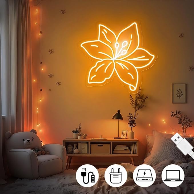 Lily Flower Neon Sign - Dimmable, Customizable Colors, Ideal Flower Neon Sign & Neon Signs for Wall Decor, Perfect for Healing Bedrooms, Nature-Inspired Studios, Plant Enthusiasts' Spaces, Great Gift for Boho & Nature Lovers