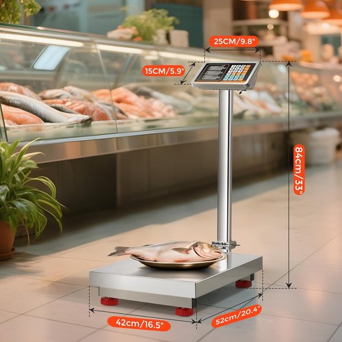 Bonvoisin Digital Platform Scale - Heavy Duty 660LB Stainless Steel Scale for Packages & Luggage | 20.4” x 16.5”