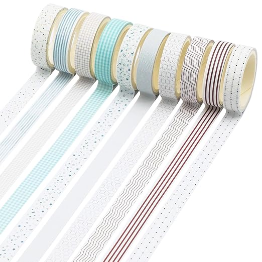 Knaid 40 Rolls of Slim Washi Tape Gift Box Set, Decorative Paper Tapes 10 mm Wide for Scrapbooking, DIY Arts and Crafts, Bullet Journal, Planner, Junk Journal, Notebooks (Pastel)