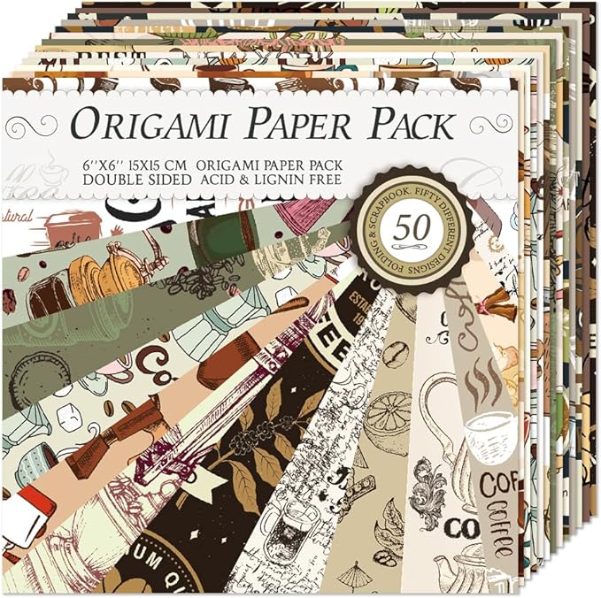 Origami Paper Kit Dobule Sided 100 Sheets 100 Colors 6 Inch Japanese Chiyo Square Easy Fold Arts Crafts DIY Handwork Origami Papers Coffee Newspapers