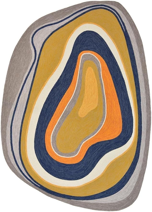 Vibrant Swirl Irregular Area Rug Orange Yellow Blue Modern Abstract Shaped Rugs for Bedroom Living Room Guestroom Non Shedding Large Plush Rug Non Slip Dining Room Playroom Indoor Throw Carpet 10x16