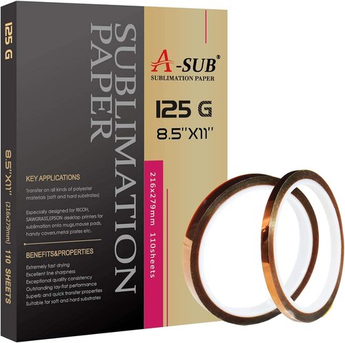 A-SUB Sublimation Paper | 125g, 110 Sheets with Heat Resistant Tape - Perfect for DIY Crafts & Heat Press Transfers